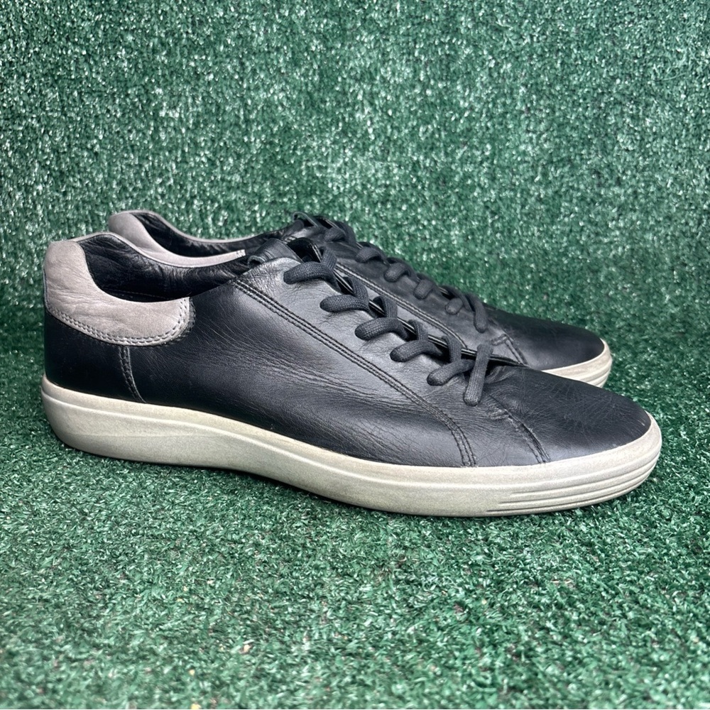 Ecco Soft 7 Shoes Mens Size 11 Black Leather Lace Up‎ Comfort Casual Sneakers